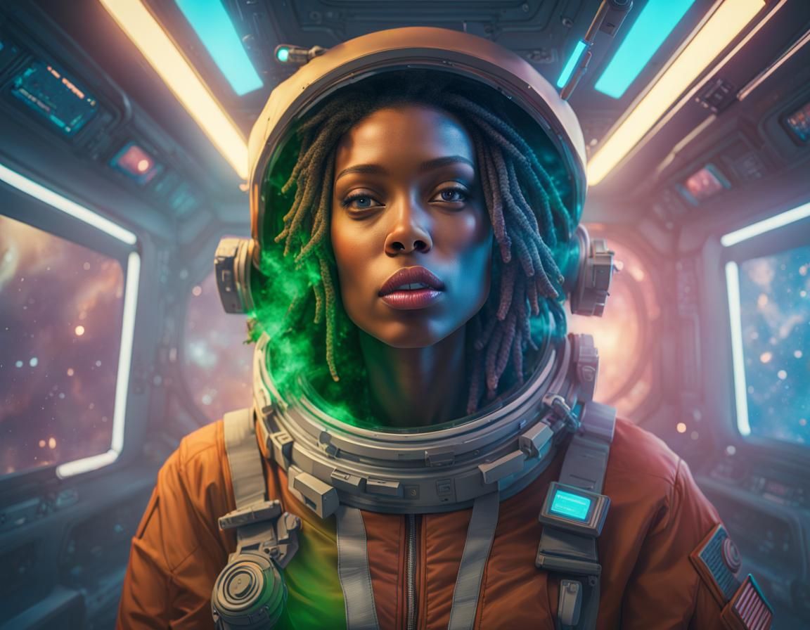 Futuristic Space Station Scene with Dynamic Lighting