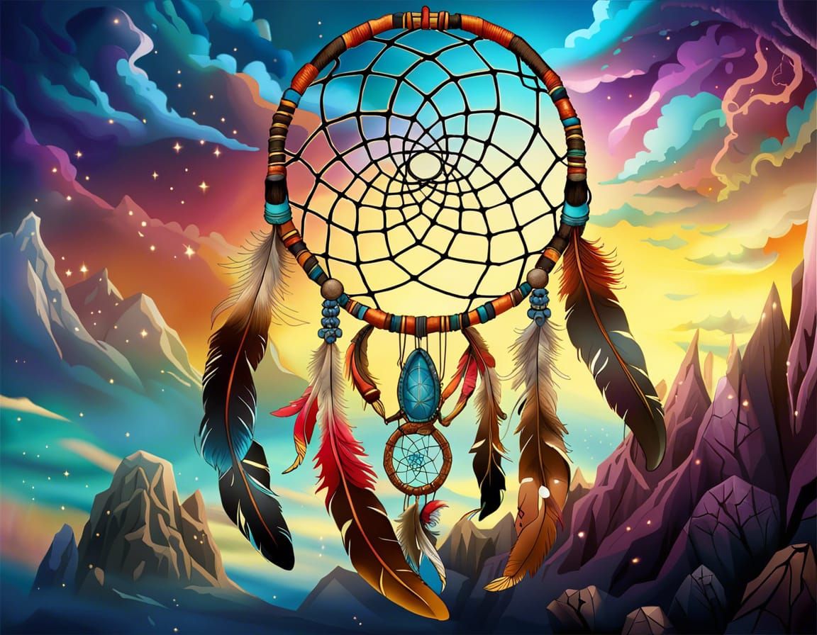 Ornate Dream Catchers: Whimsical Fantasy Illustration