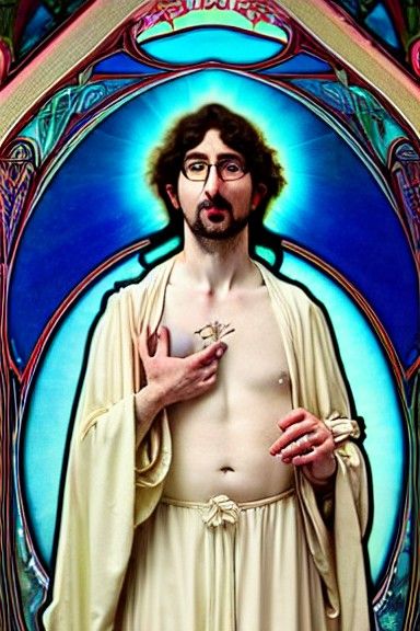 John Oliver as St. John in Art Nouveau Style