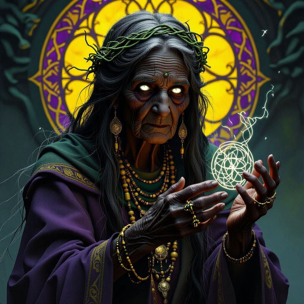 Mysterious Swamp Shaman in Dark Fantasy Style