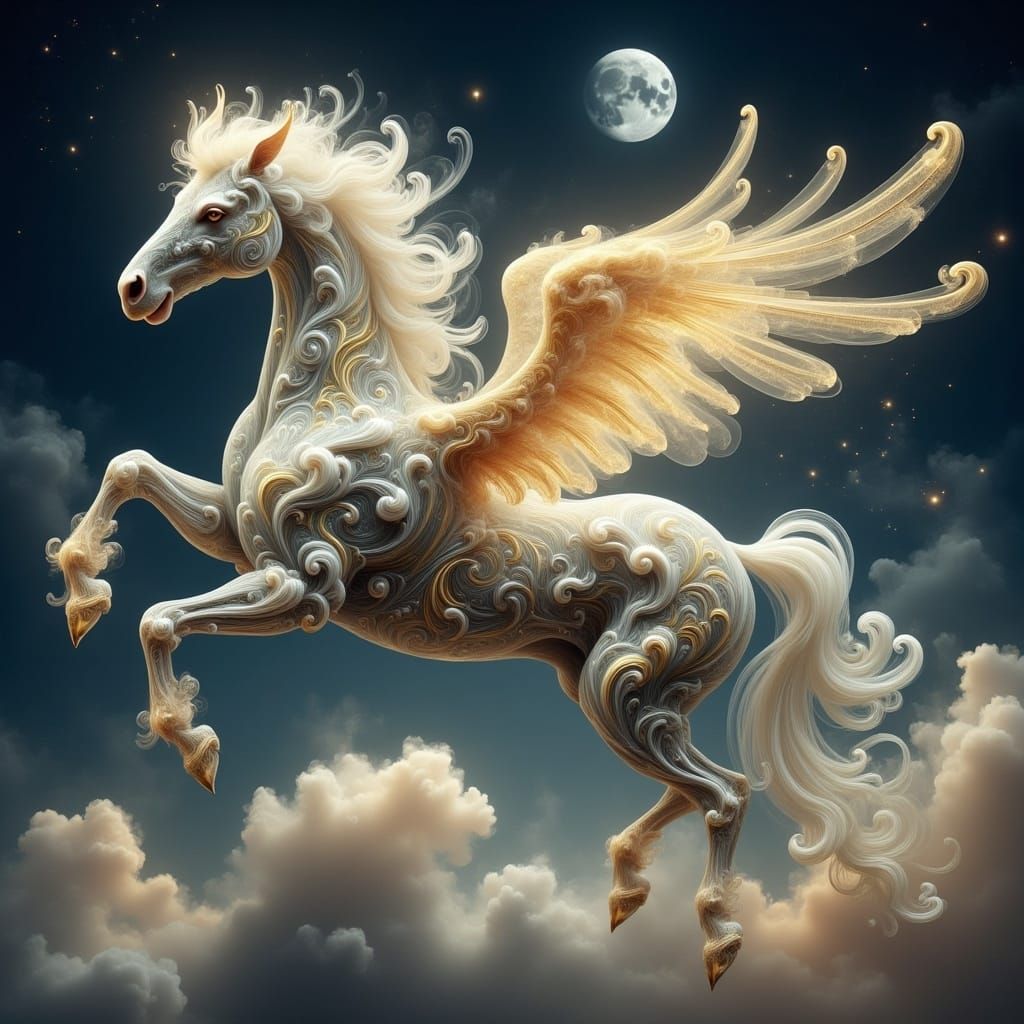 Ethereal Pegasus in Celestial Flight