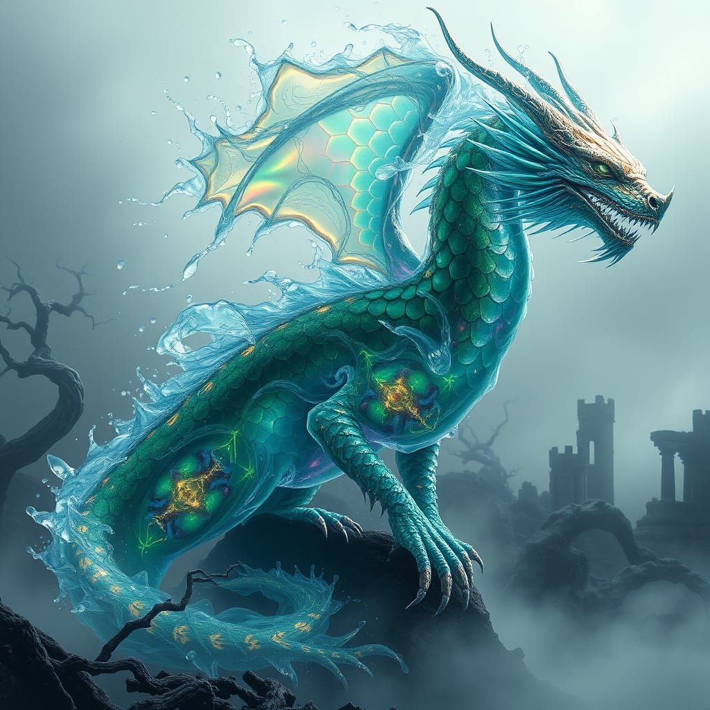 Ethereal Dragon Dissolves into Iridescent Hues