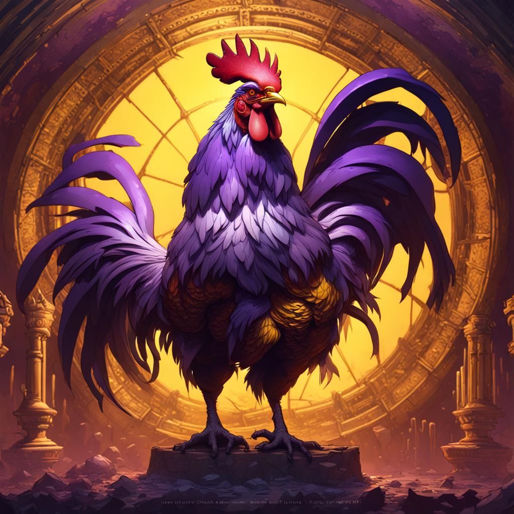 Terrifying Rooster in Dark Fantasy Style