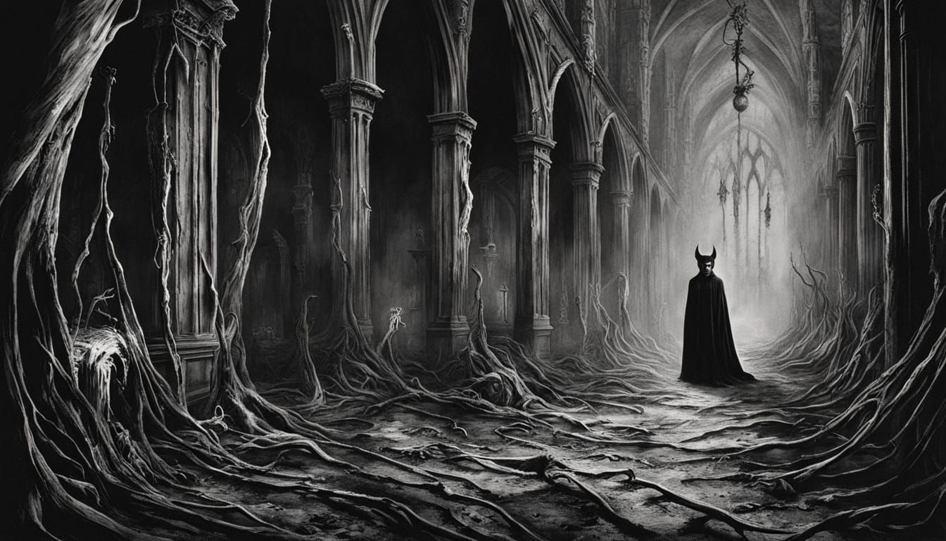 Ghostly Specter in Abandoned Cathedral