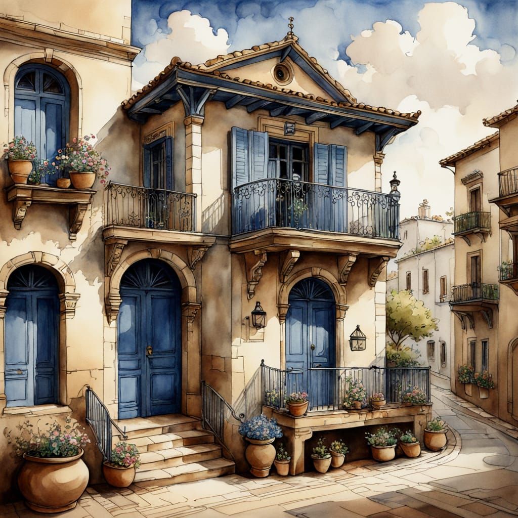 Traditional Andalusian House in Warm, Golden Light