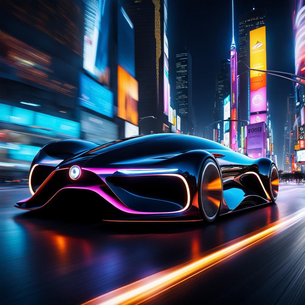 Futuristic High-Speed Vehicle on New York Road