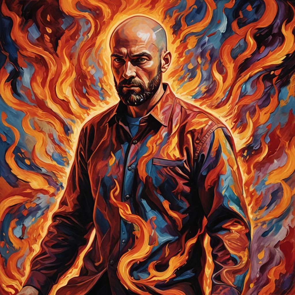 Man in Inferno: A Fauvist Expressionist Portrait