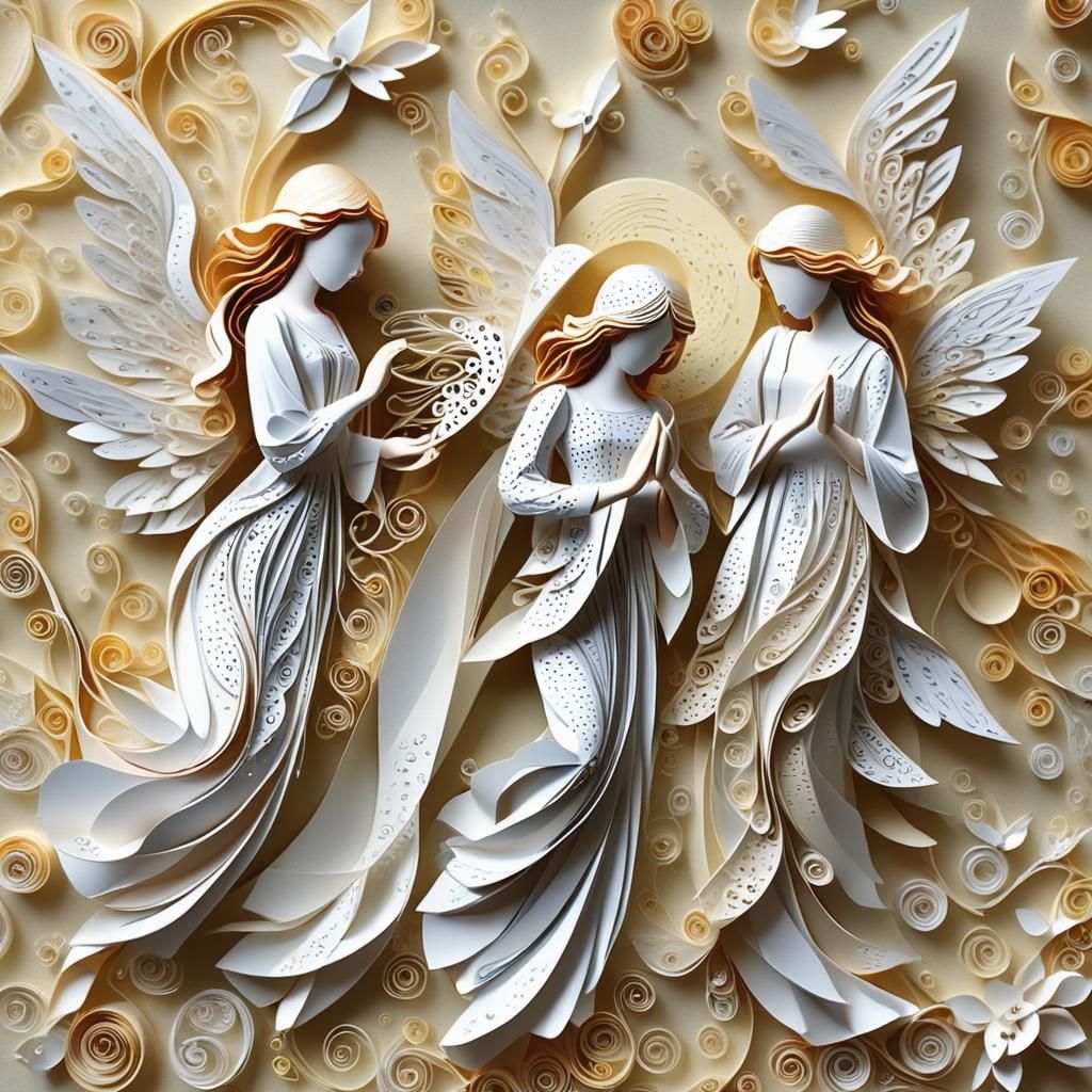 Ethereal Angels in Pointillism