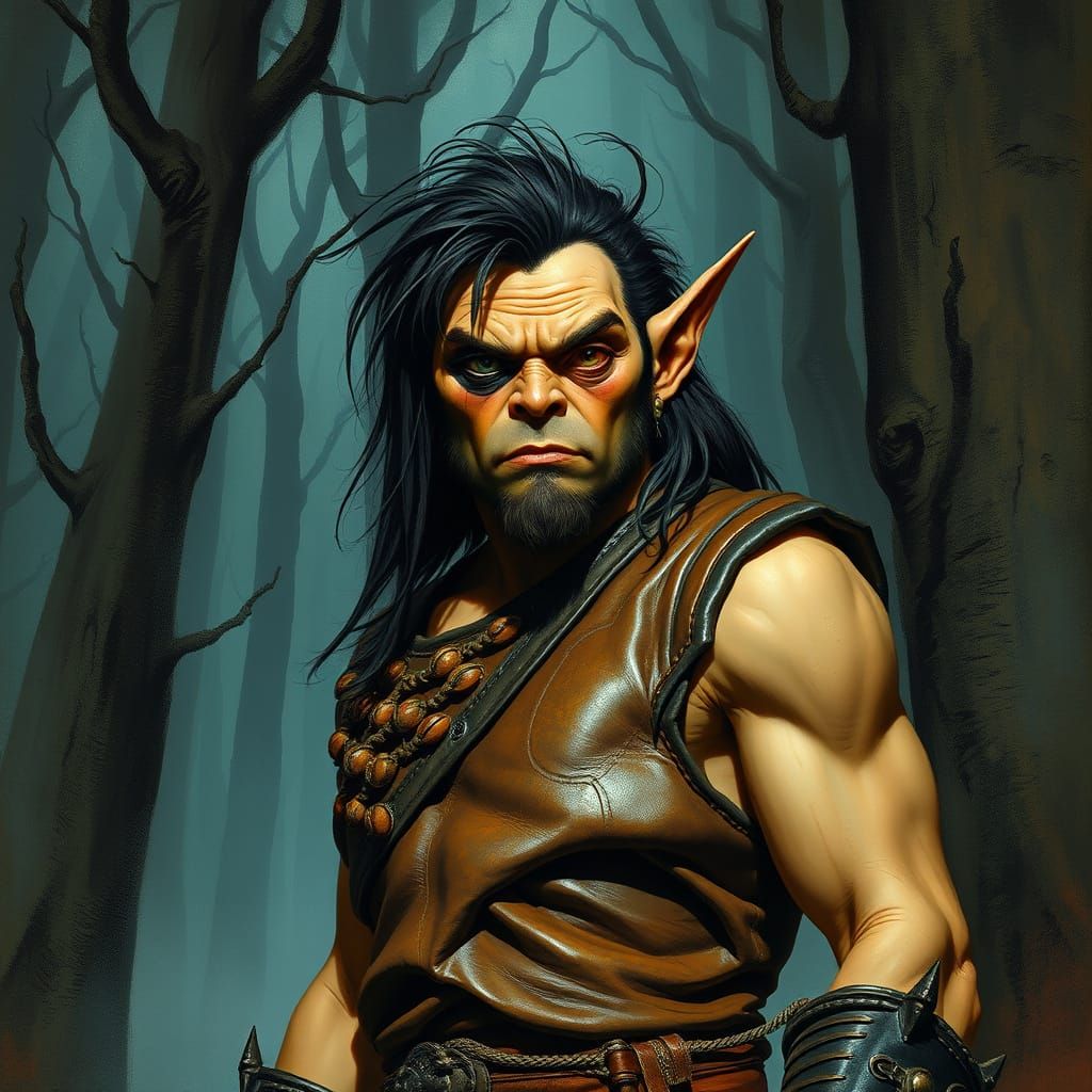 One-Eyed Cyclops in Mystical Forest, Comic Book Art