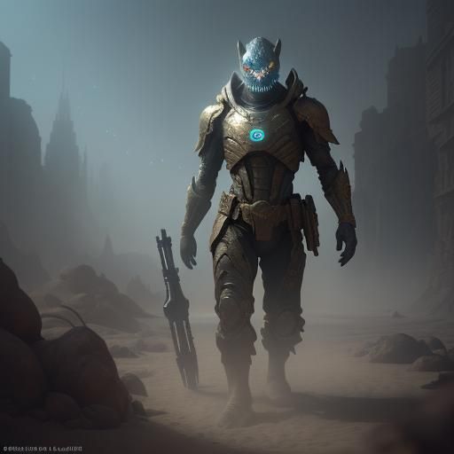 Dust Cycler Walks in Swirling Storm: Digital Art