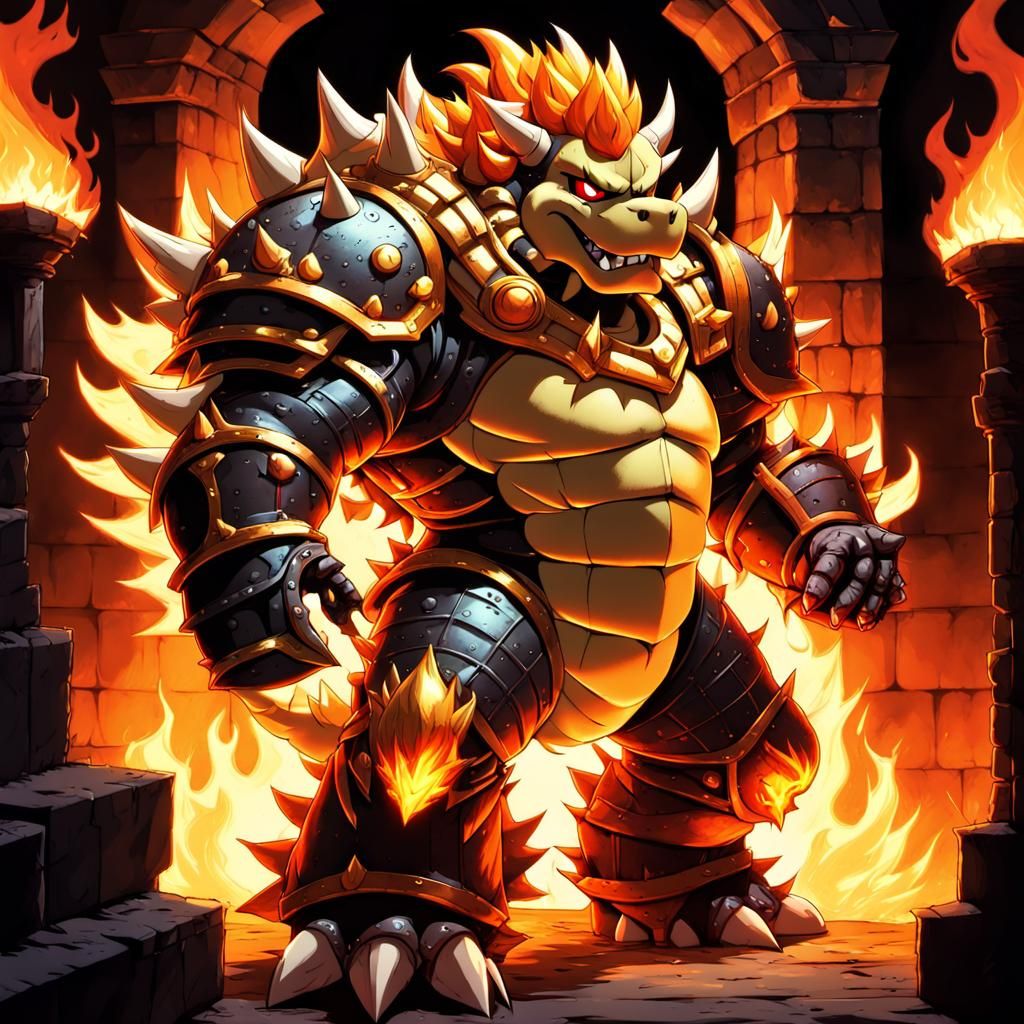 Bowser in Anime Style by Studio Trigger