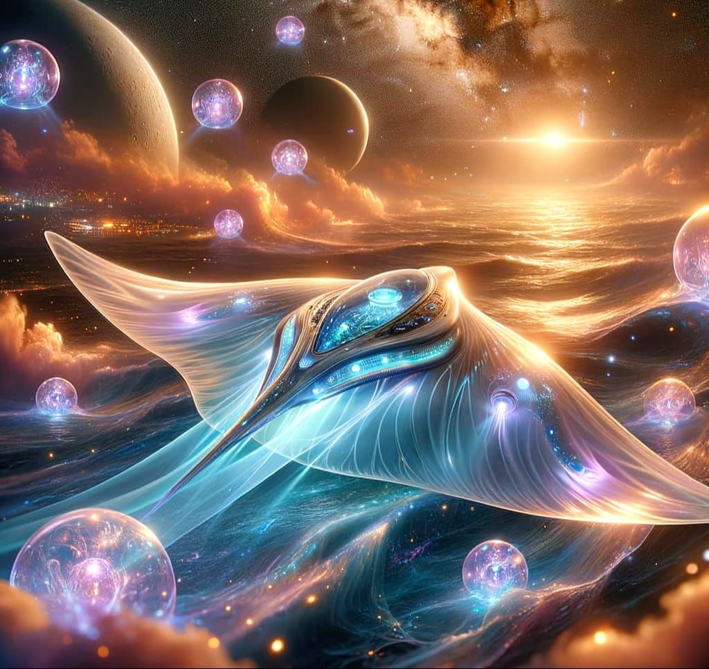 Radiant Bioluminescent Spaceship En Route to Earth