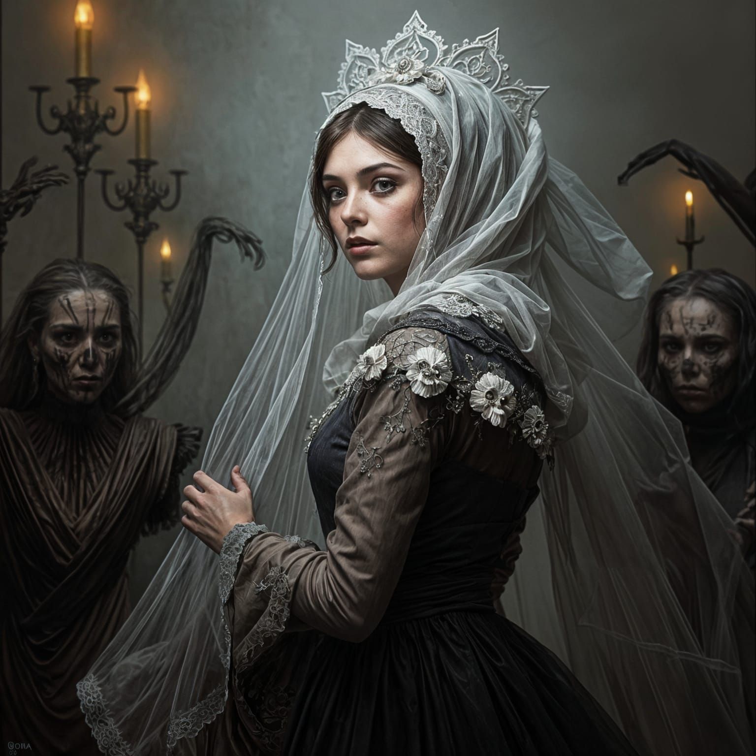 Grimdark Portrait with Intricate Filigree Details