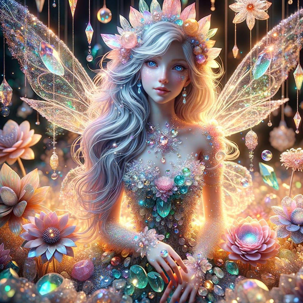Luminescent Crystal Fairy in Crystal Garden