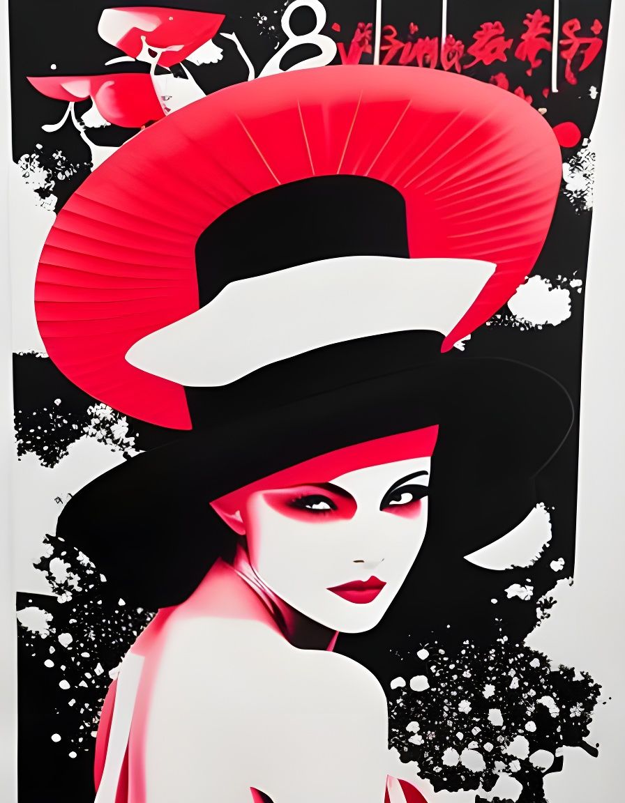 Flamenco Dancer Portrait in Red and Black Watercolor