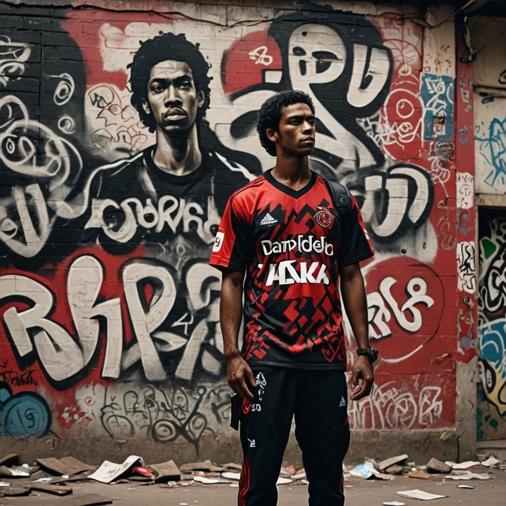 Man with AK-47 in Favela, Detailed Matte Painting