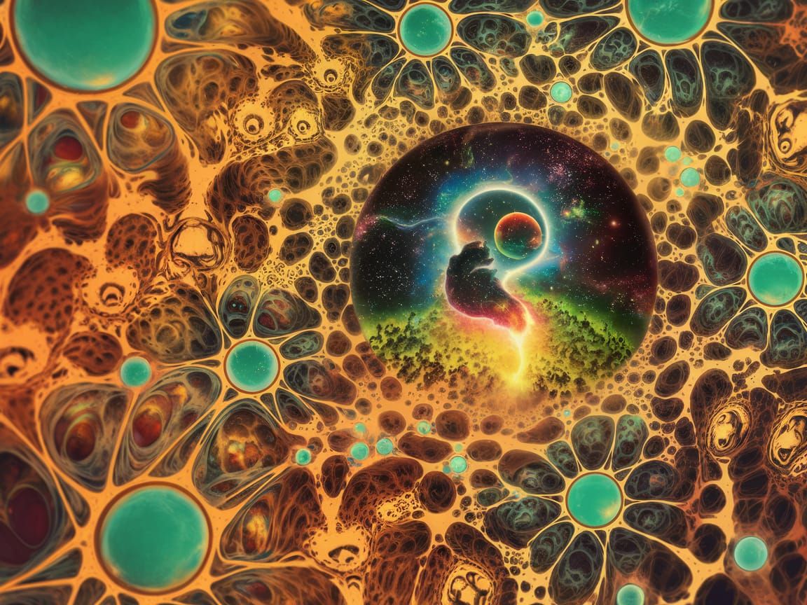 Psychedelic Space Globe Floating in Universe