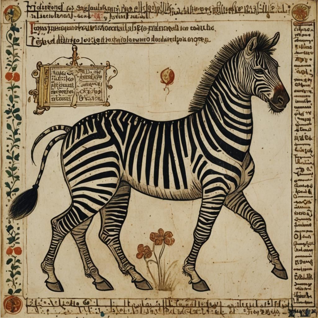 Zebra in Leonardo da Vinci Style Bestiary