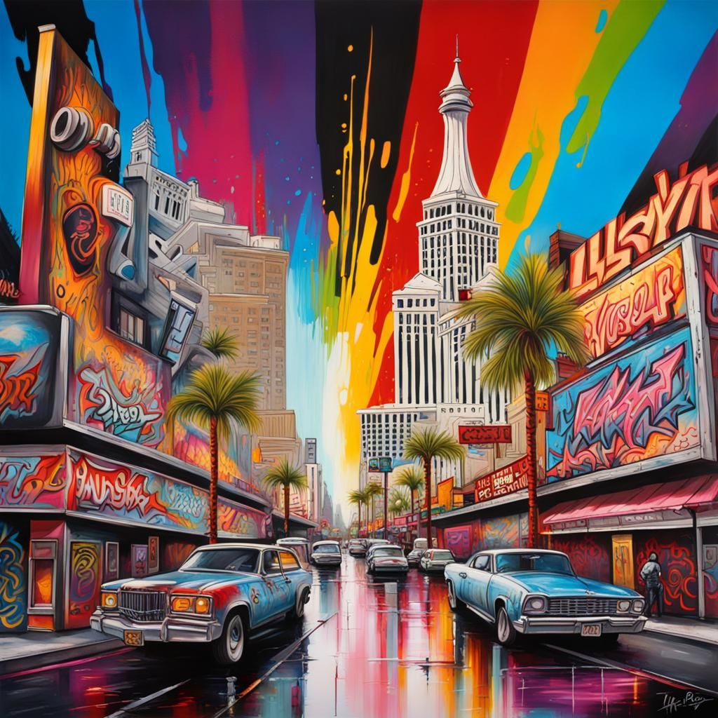Las Vegas Strip as Graffiti Splash Art