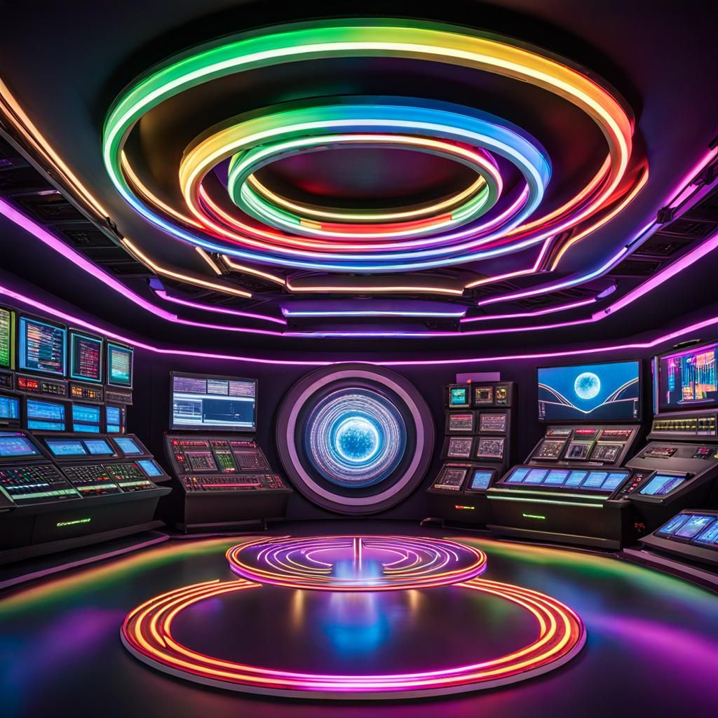 The interior of a space stations operation room