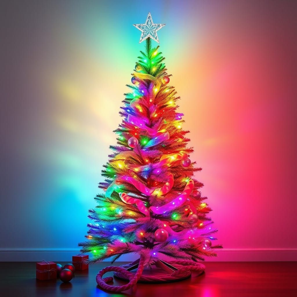 Vibrant Rainbow Ombré Christmas Tree