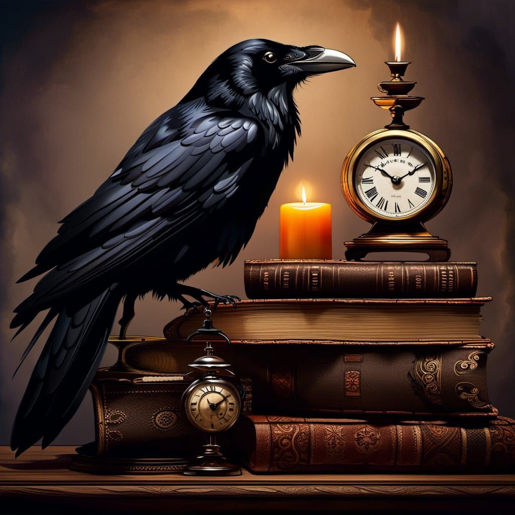 Victorian Raven in Dark Academia Style