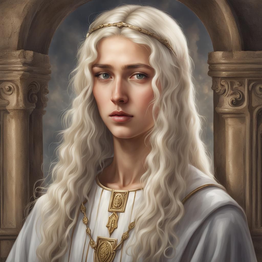 Young Roman Priestess with Silver Hair