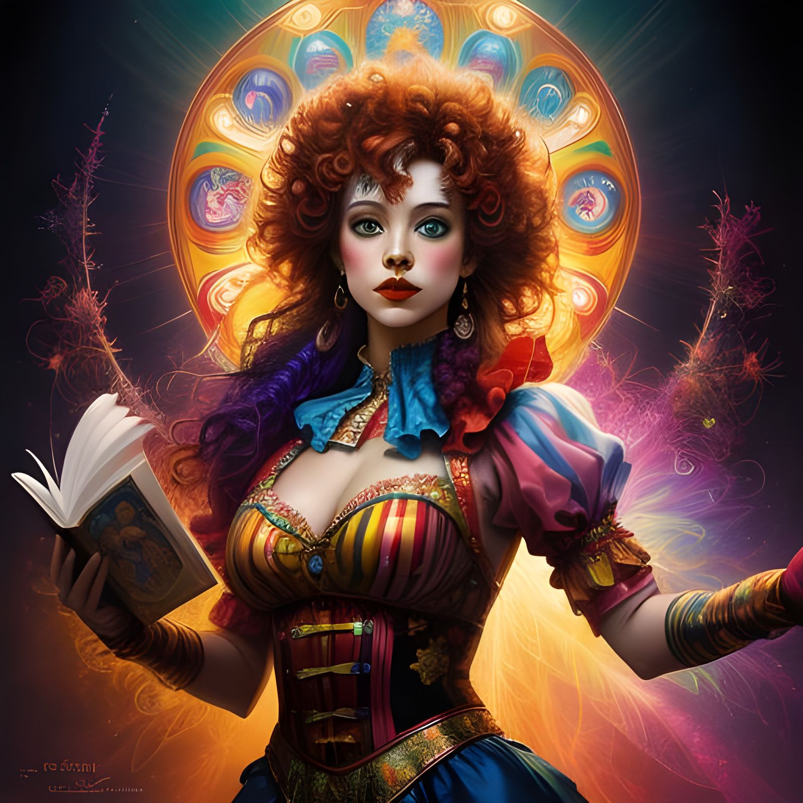 Female Circus Clown in Oil on Canvas