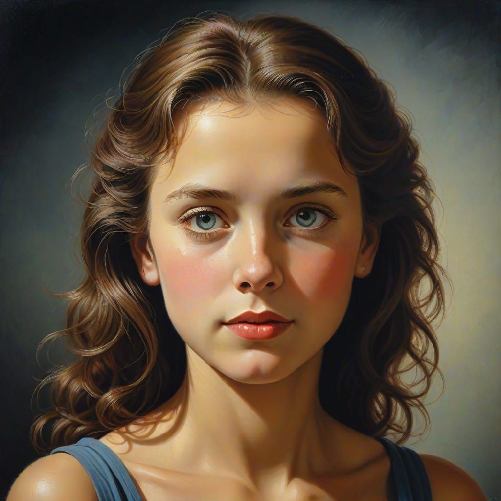 Portrait of a Gentle Soul in Watercolor Style