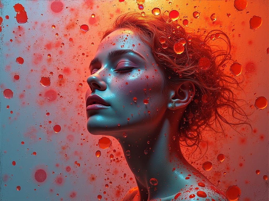 Abstract Portrait in Molten Crayon Style