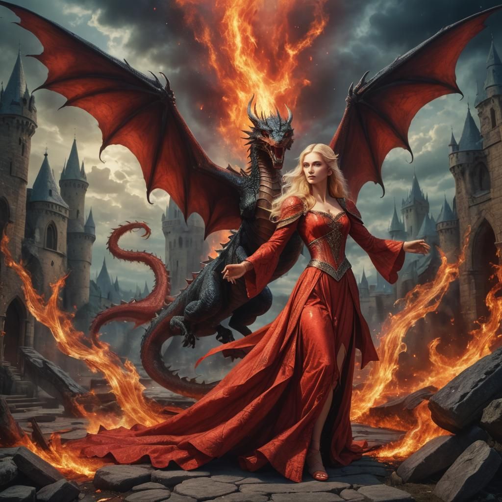 Vampire Woman Turns Dragon in Astral Illustration