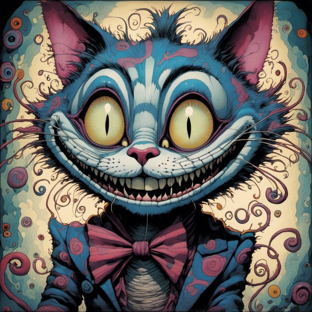 Inkpunk Cheshire Cat with Cel-Shading Style