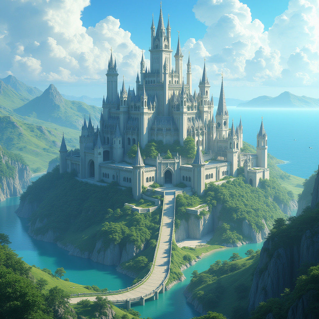 Crystalline Elven Castle Kingdom in Lush Valley