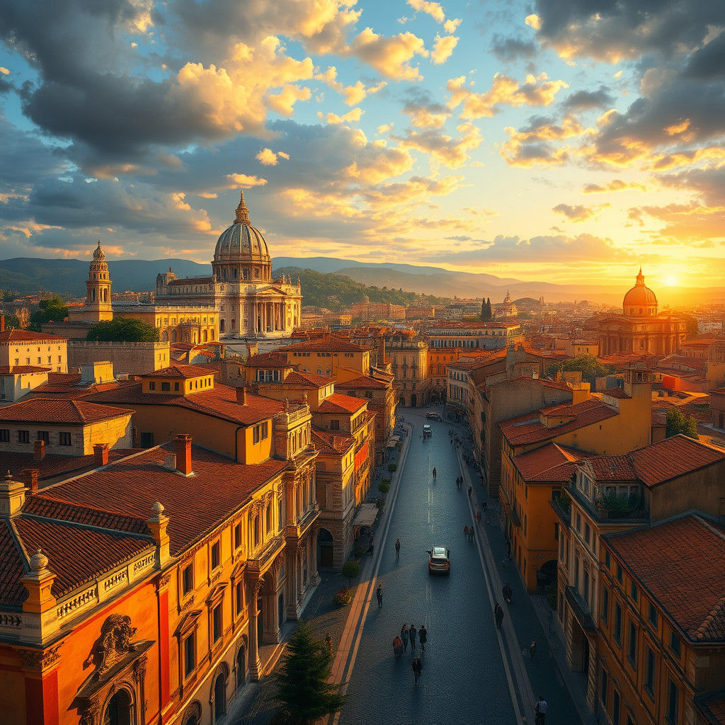 Majestic Rome Cityscape in Ornate Architectural Style