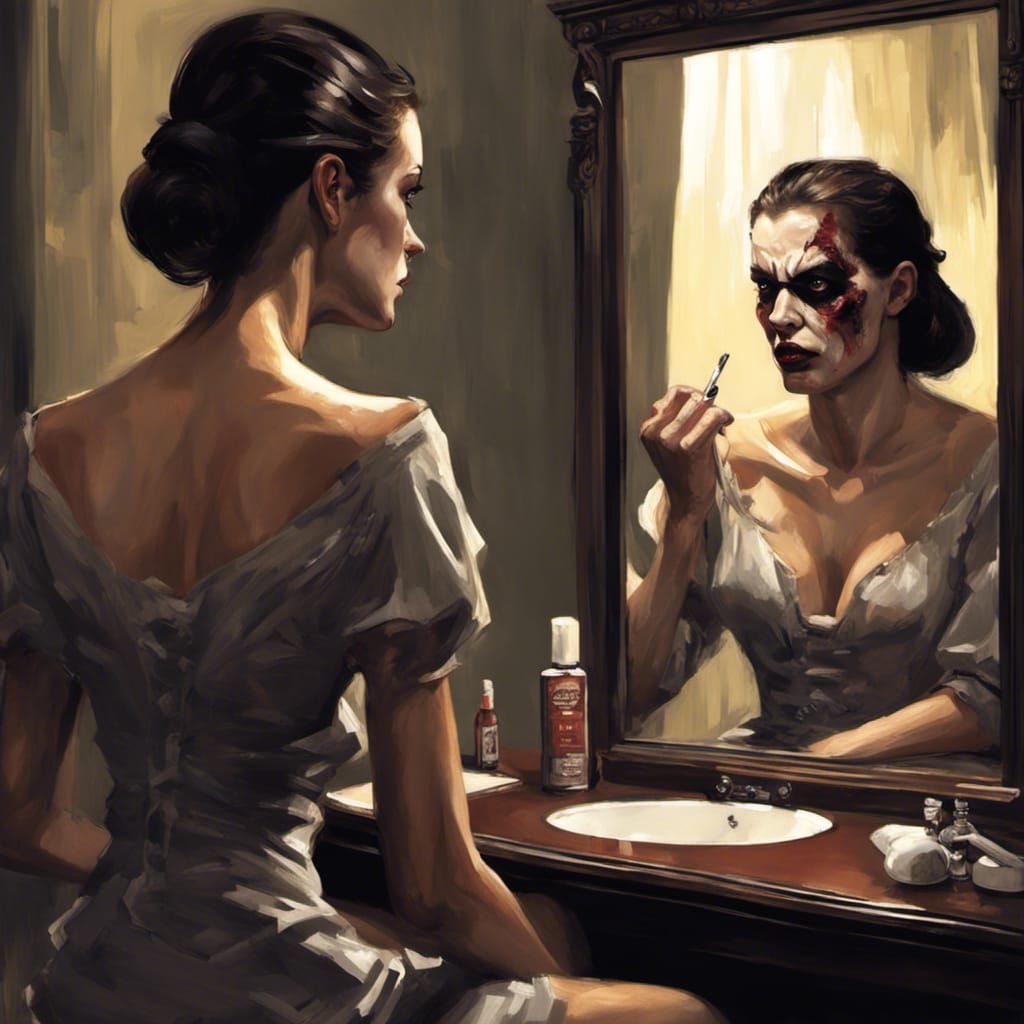 Sinister Reflection: Gothic Horror Portrait