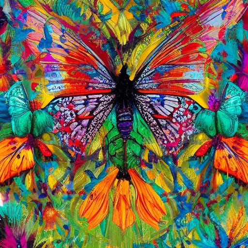 Gorgeous Young Woman in Vibrant Floral Splash Art