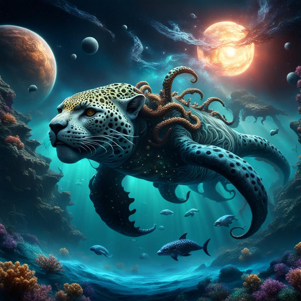 Jaguar-Kraken Hybrid in Deep Space Ocean