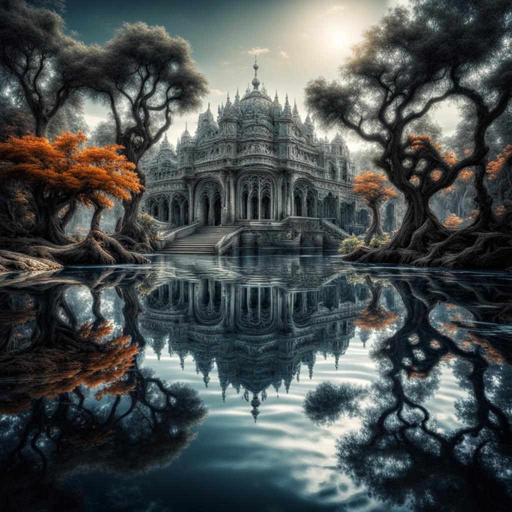 Dreamlike Reflections in Water: Surreal HDR Landscape