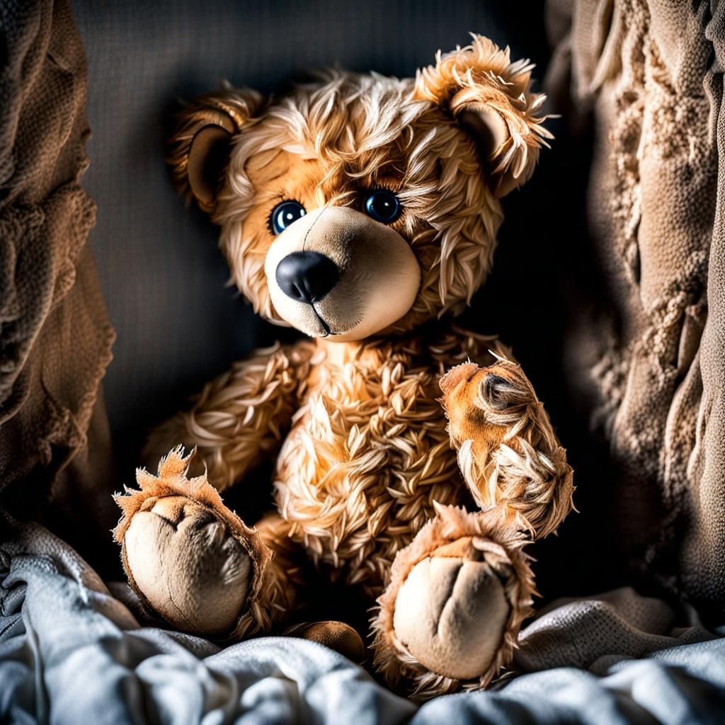 Close-up of a Well-Loved, Imperfect Teddy Bear
