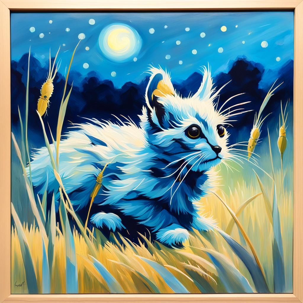 Crickets in Starry Night: Nocturne Oil Painting
