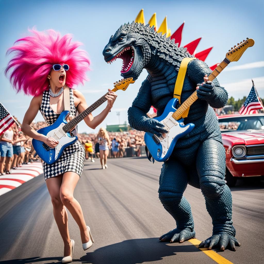 Godzilla's Drag Race Panic in Technicolor