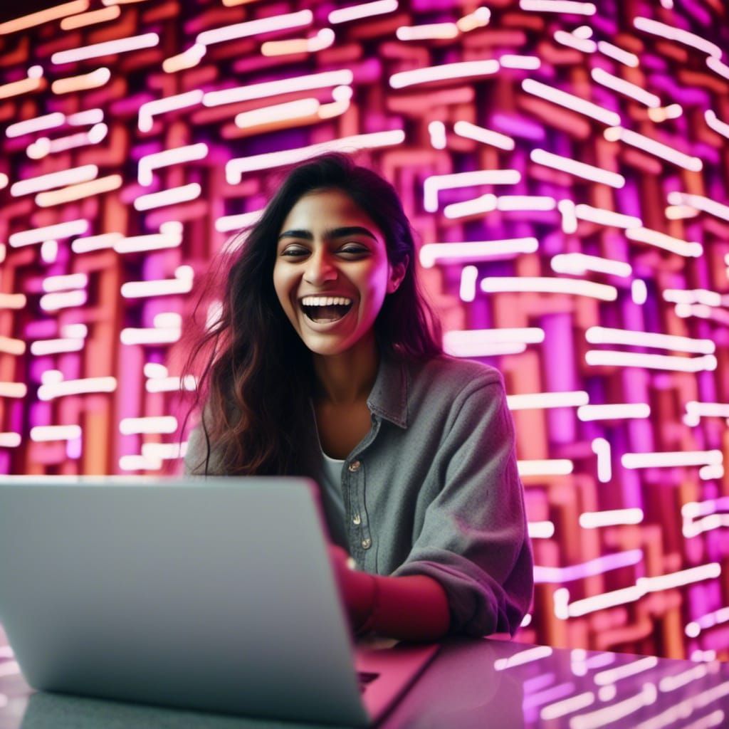 Excited Woman Reacts to Stunning Website Design