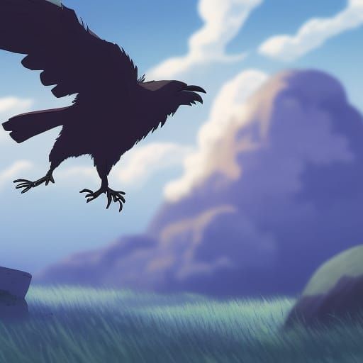 Crow in Flight: Studio Ghibli Anime Visual