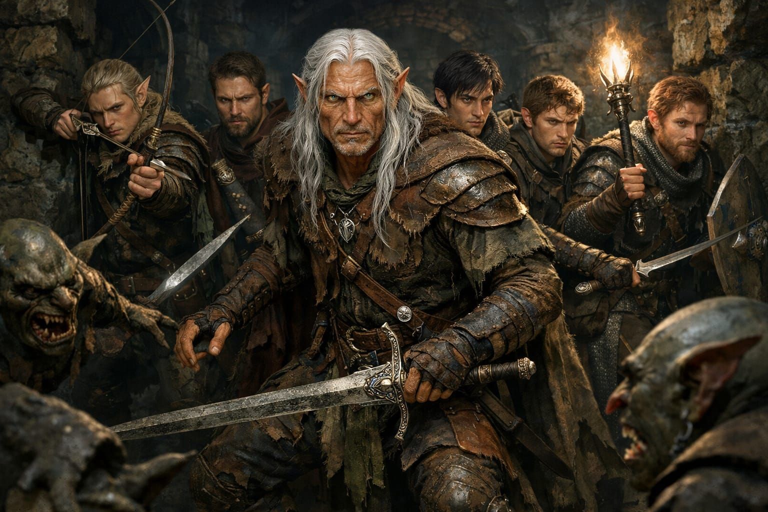 Elf Ranger Prepares for Battle in Dungeon Crawl