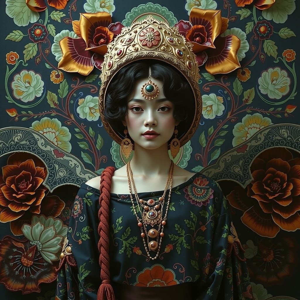 Psychedelic Garden Dreamscape with Cosmic Mystery