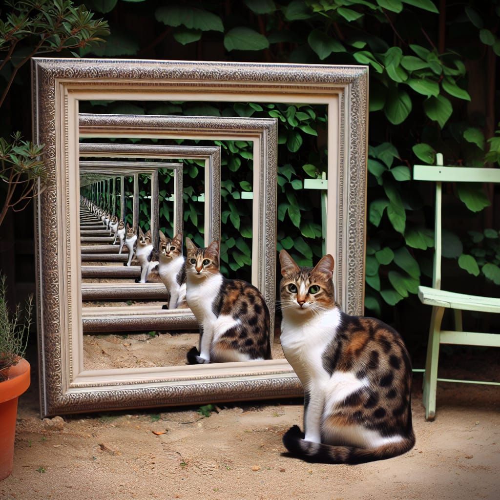 Recursive Cat in Garden: a Droste Image