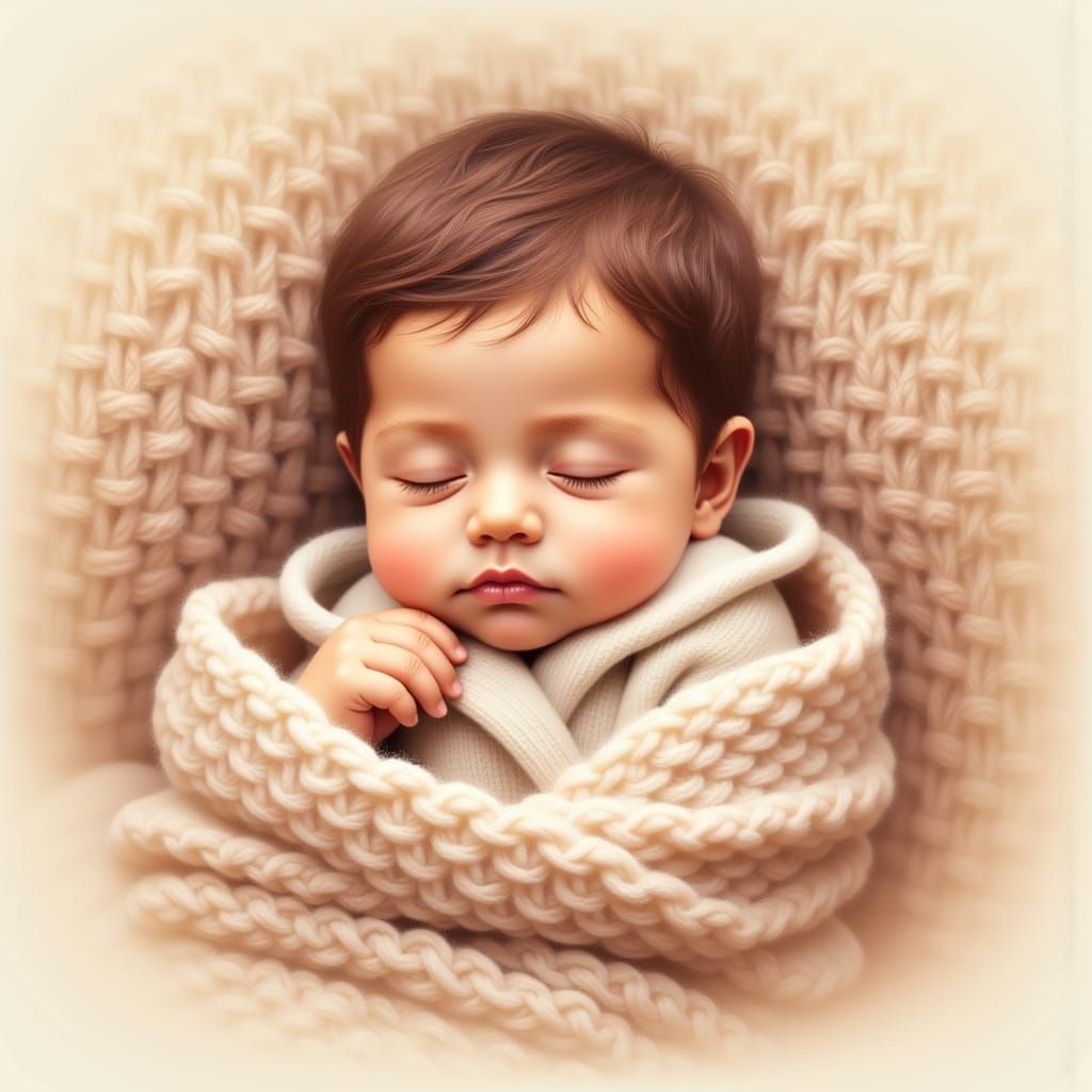 Surreal Portrait of a Peacefully Sleeping Baby in Soft Focus