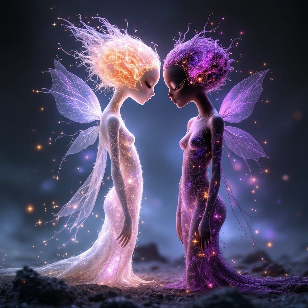 Radiant Light Fairies in Futuristic Fantasy Style