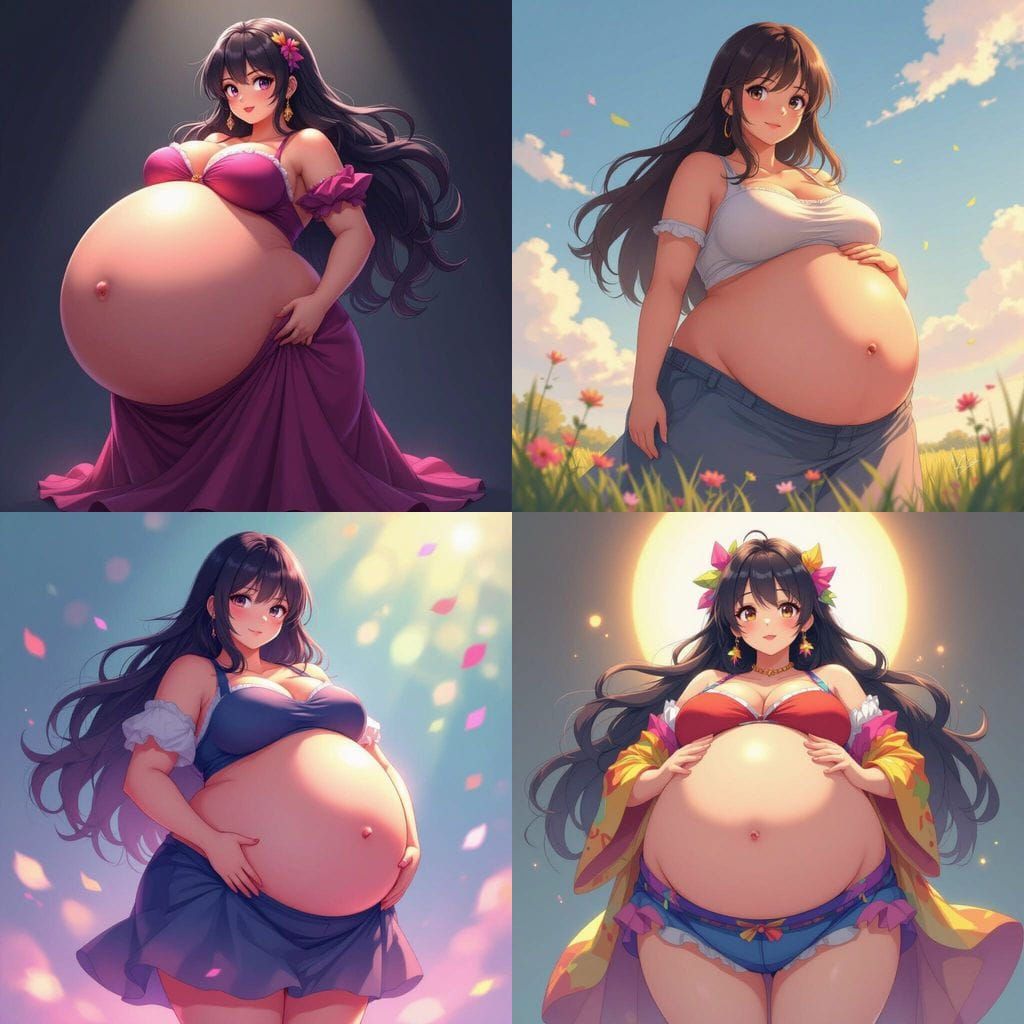 Gigantic Anime Female Belly Portrait