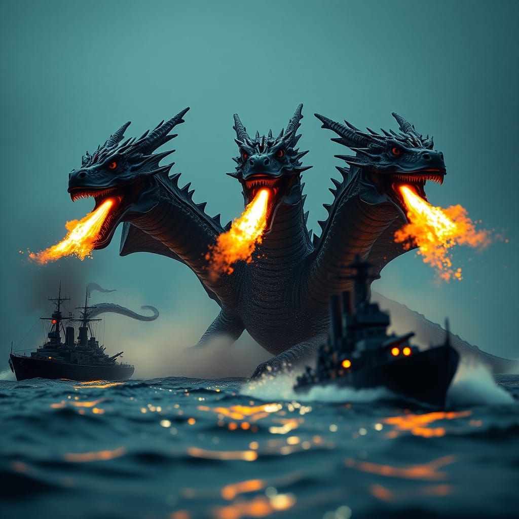 Cyberpunk Apocalypse: Three-Headed Monster Rises from the Fl...